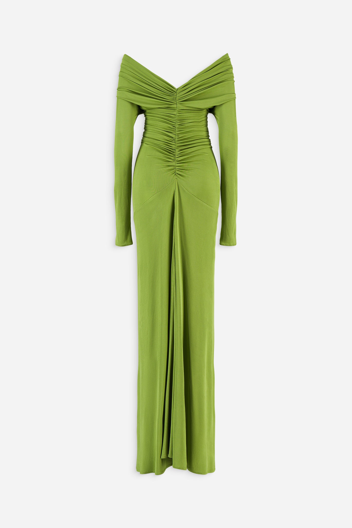 V neck ruched gown dress