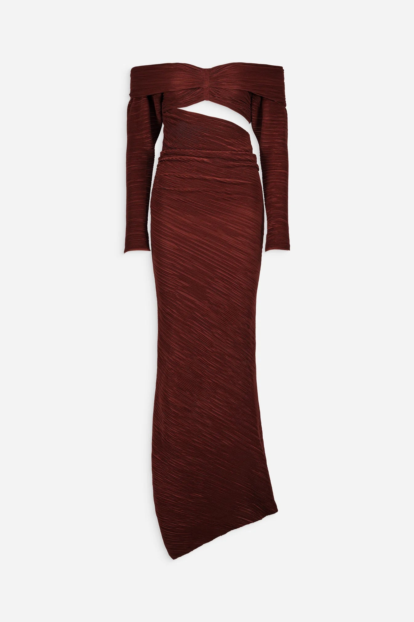 Off the shoulder pleated gown dress