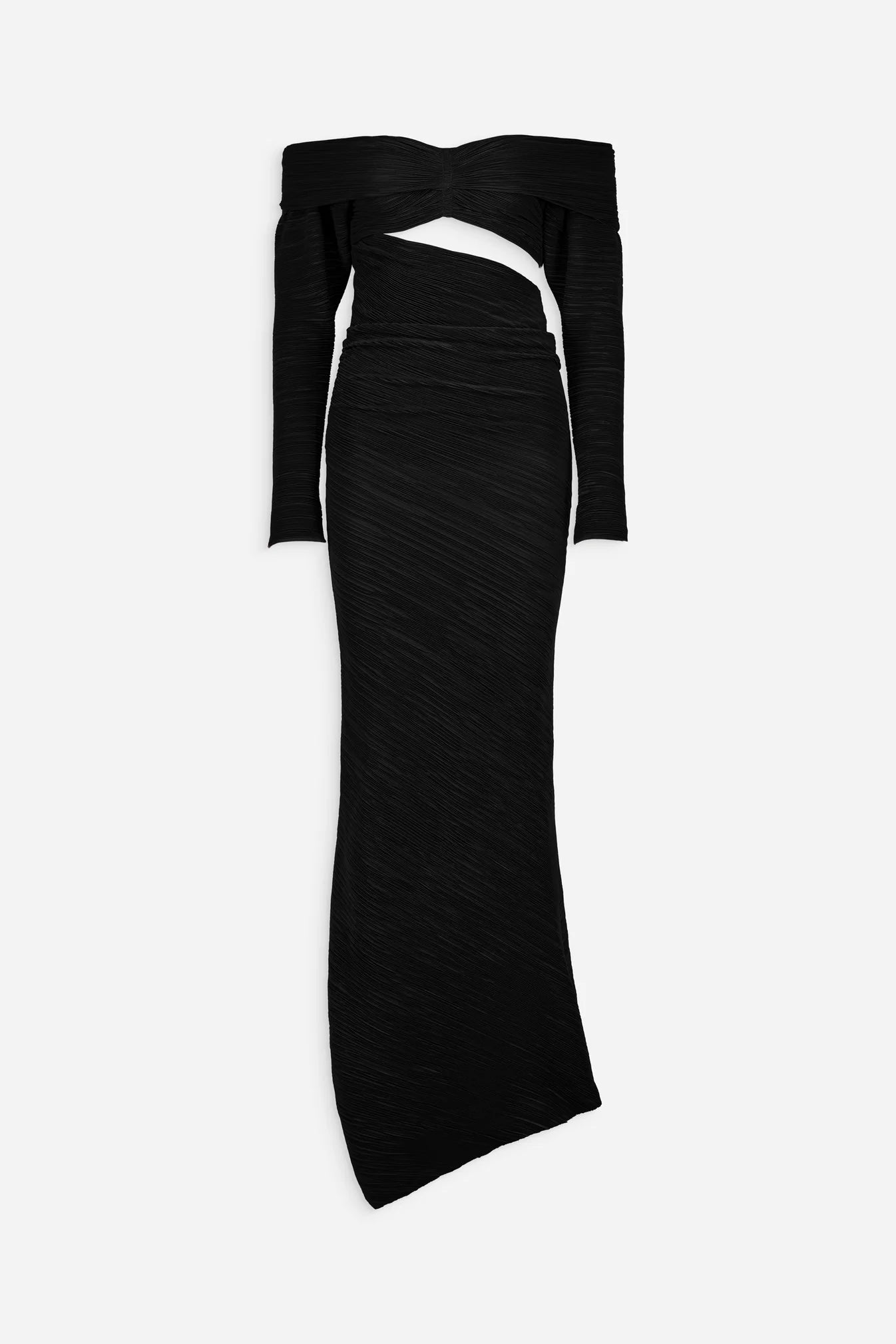Off the shoulder pleated gown dress
