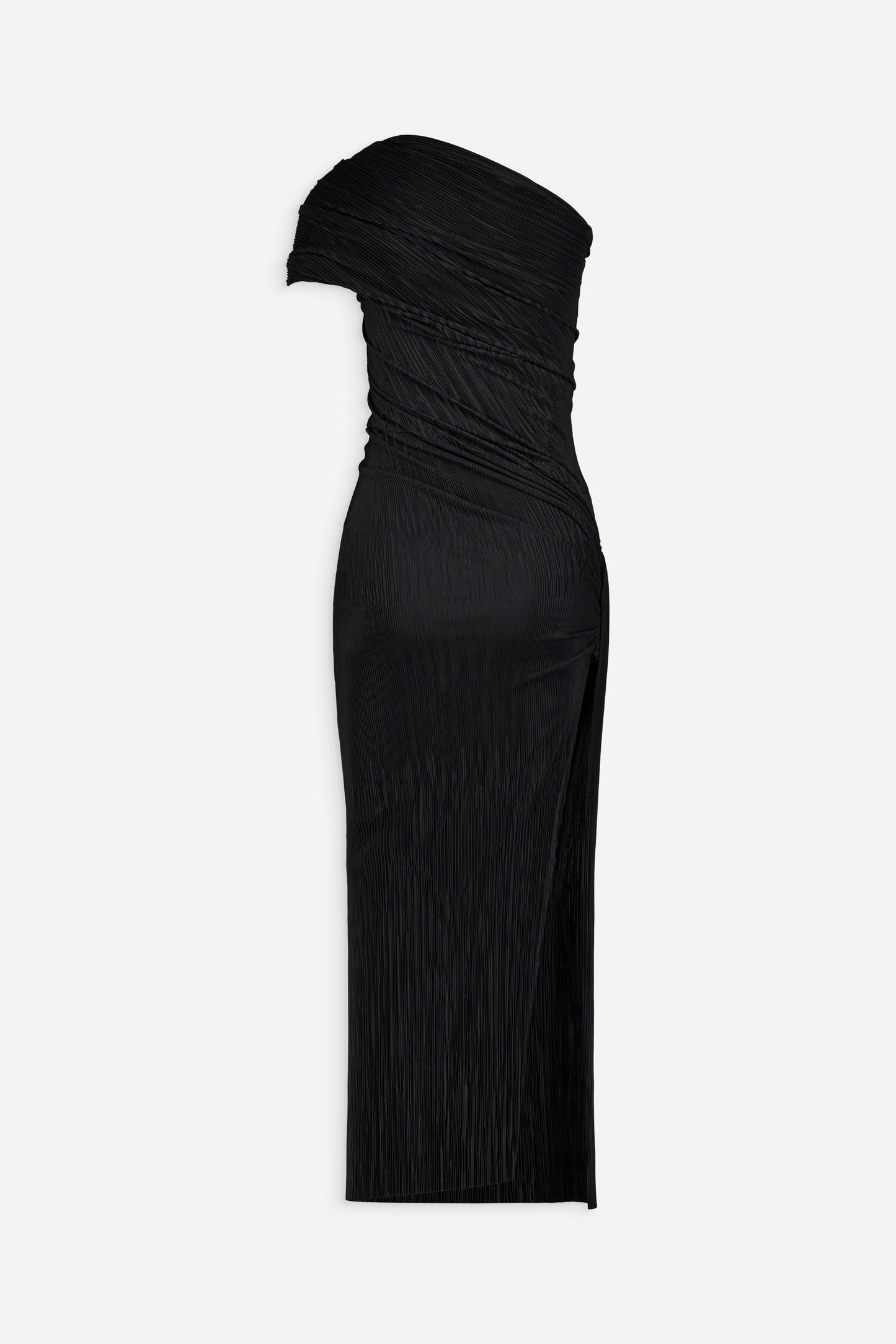 Draped shoulder ruched dress