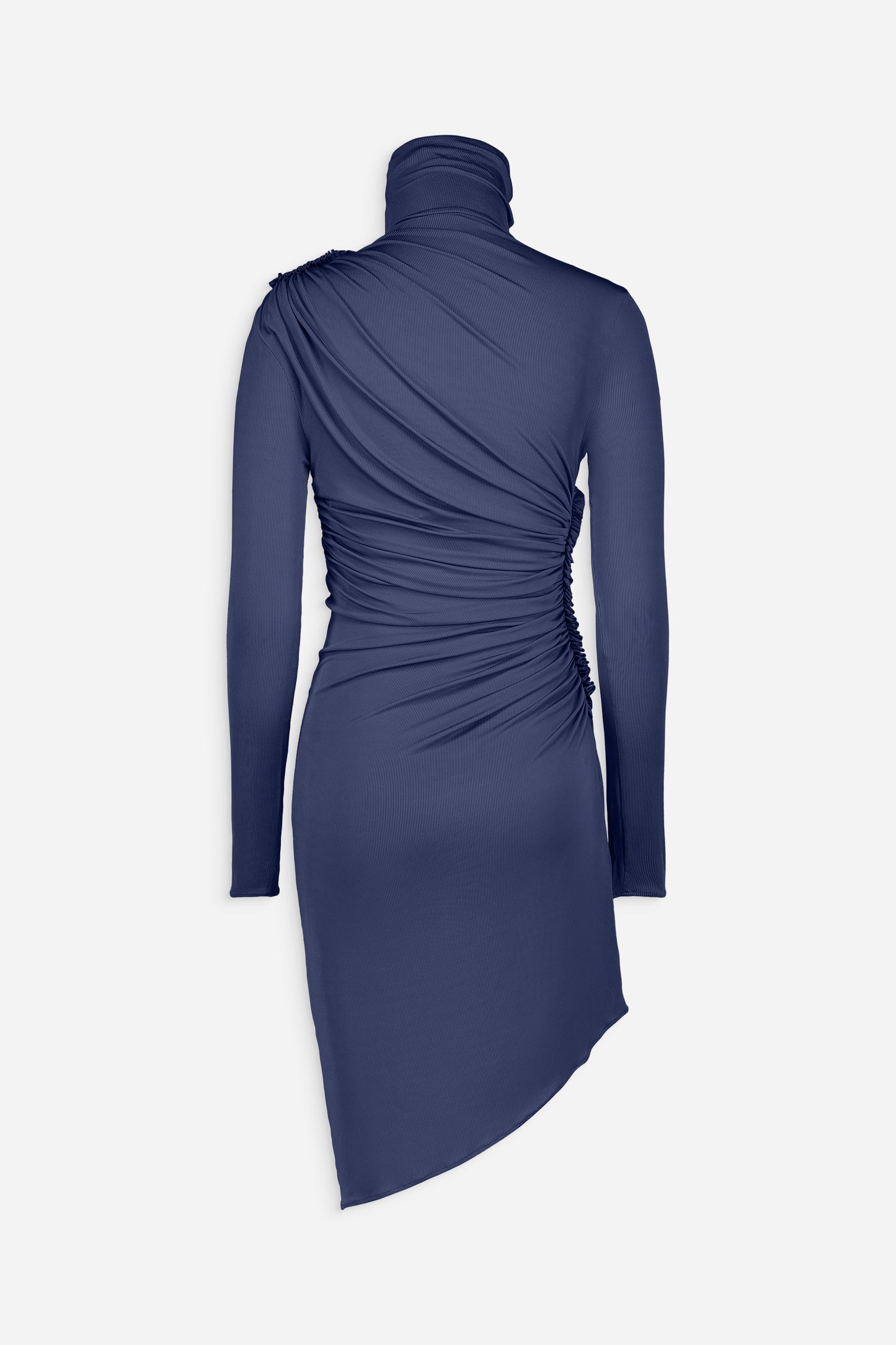 Ruched high neck mini dress
