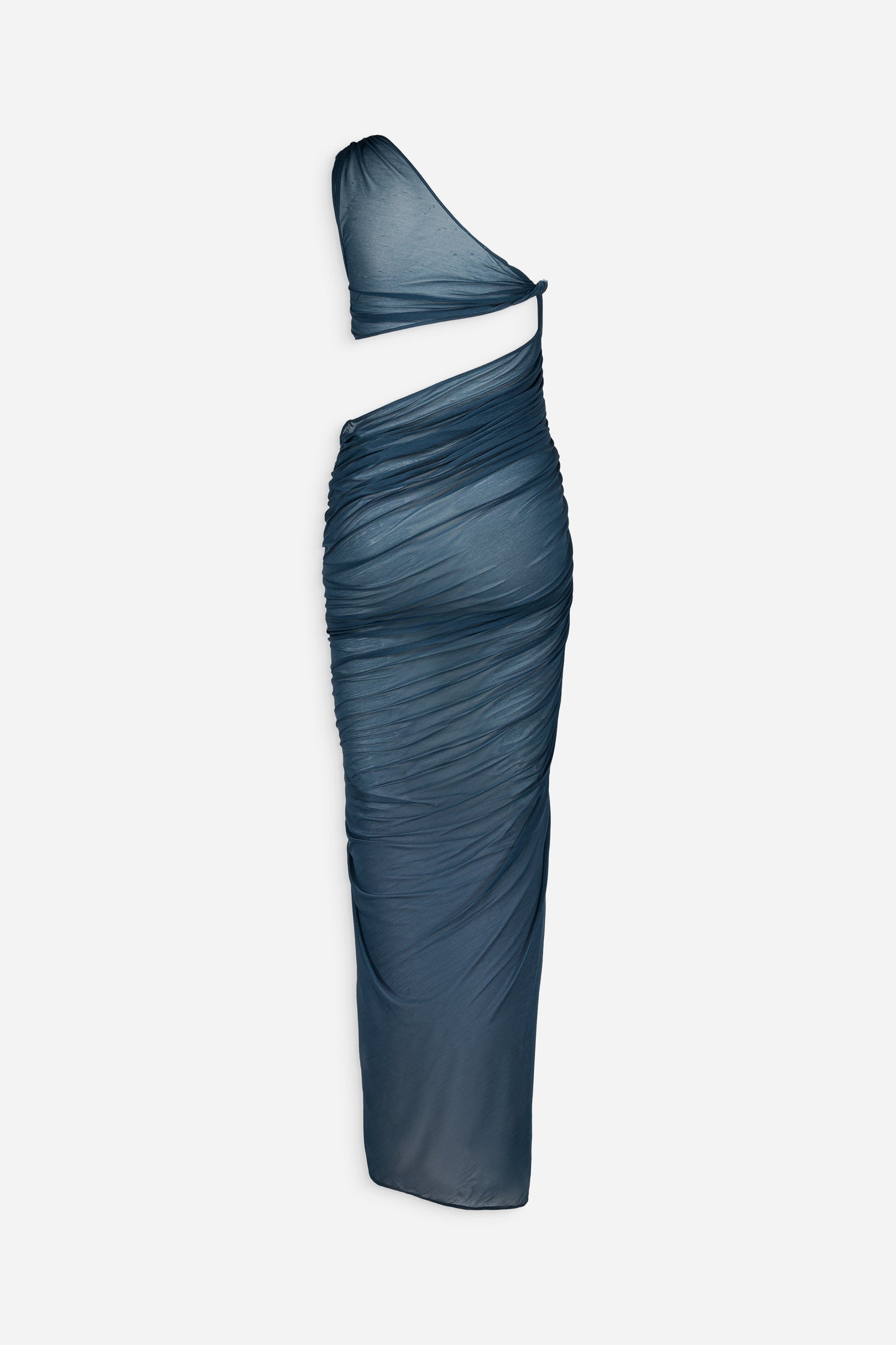 One shoulder ruched cut out gown dress
