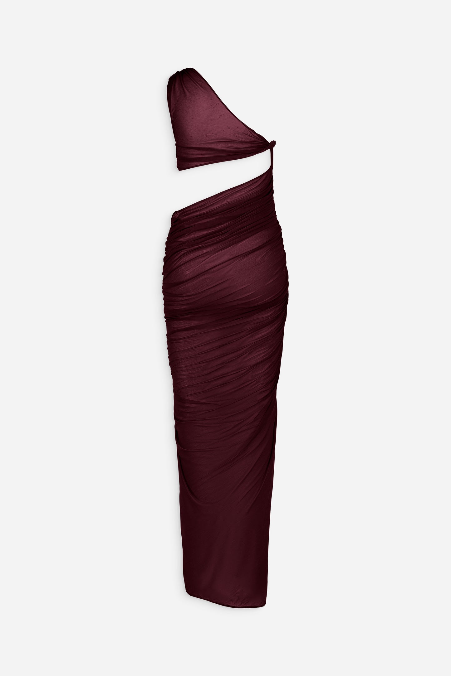 One shoulder ruched cut out gown dress