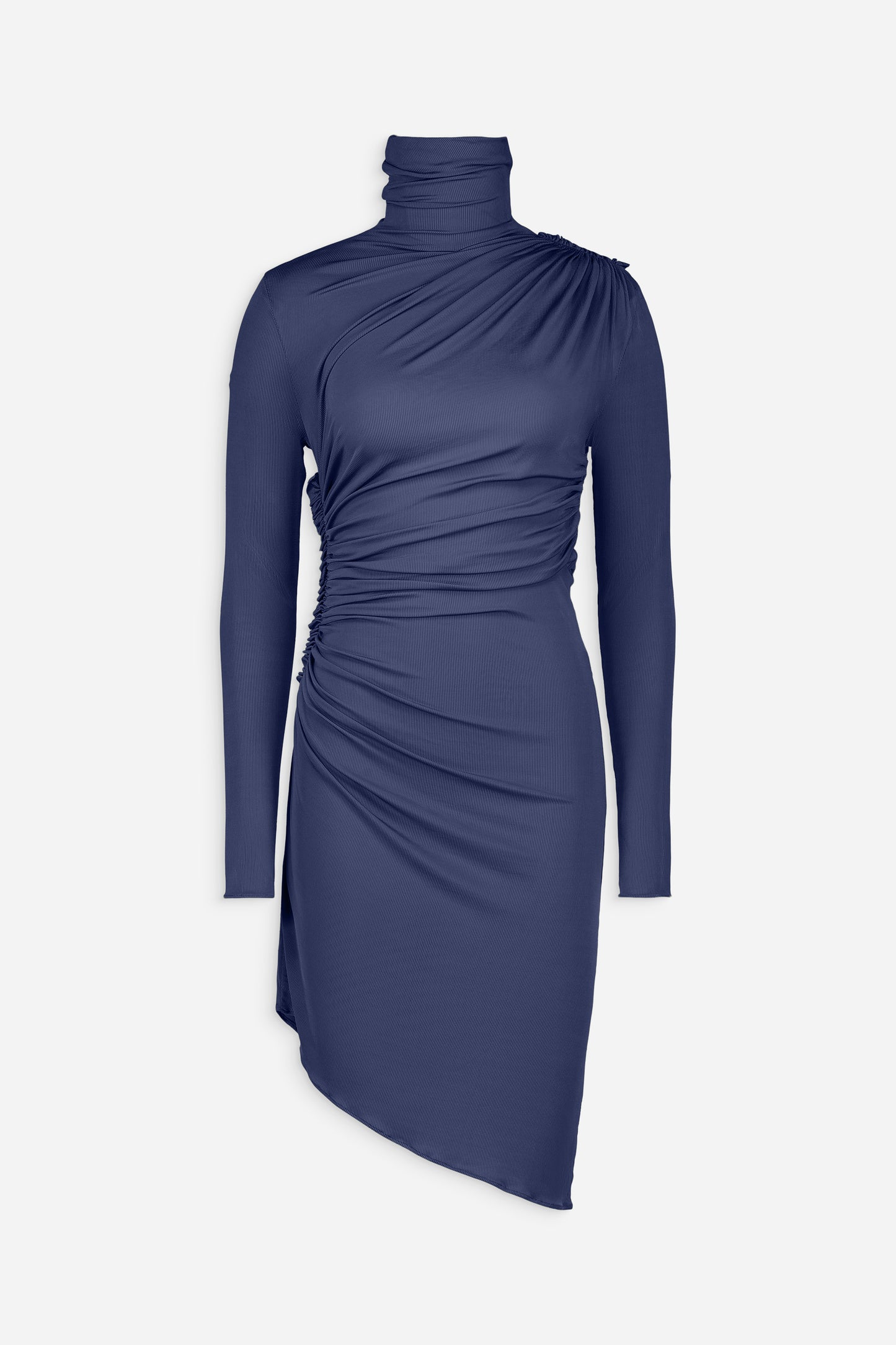 Ruched high neck mini dress