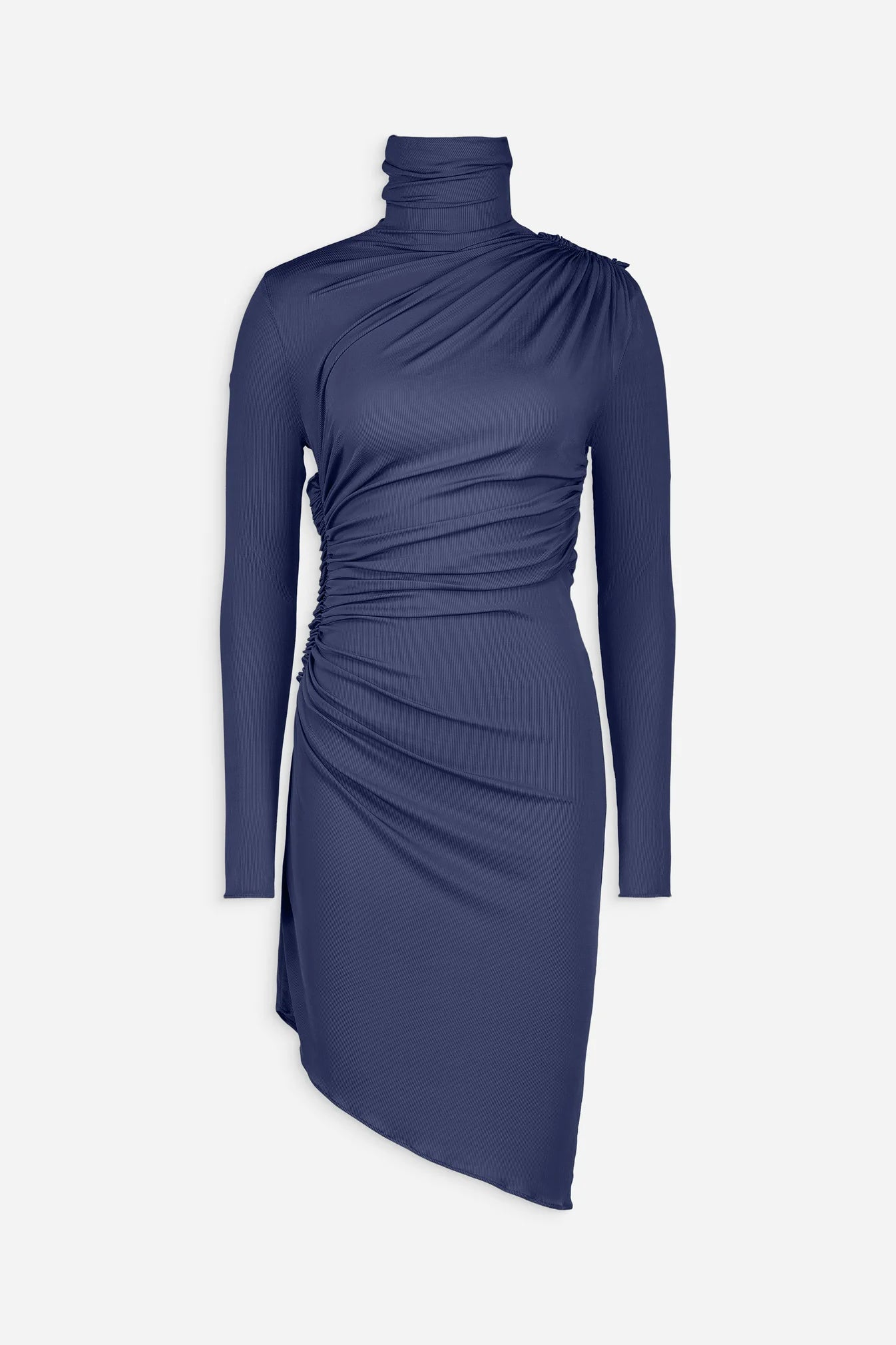 Ruched high neck mini dress