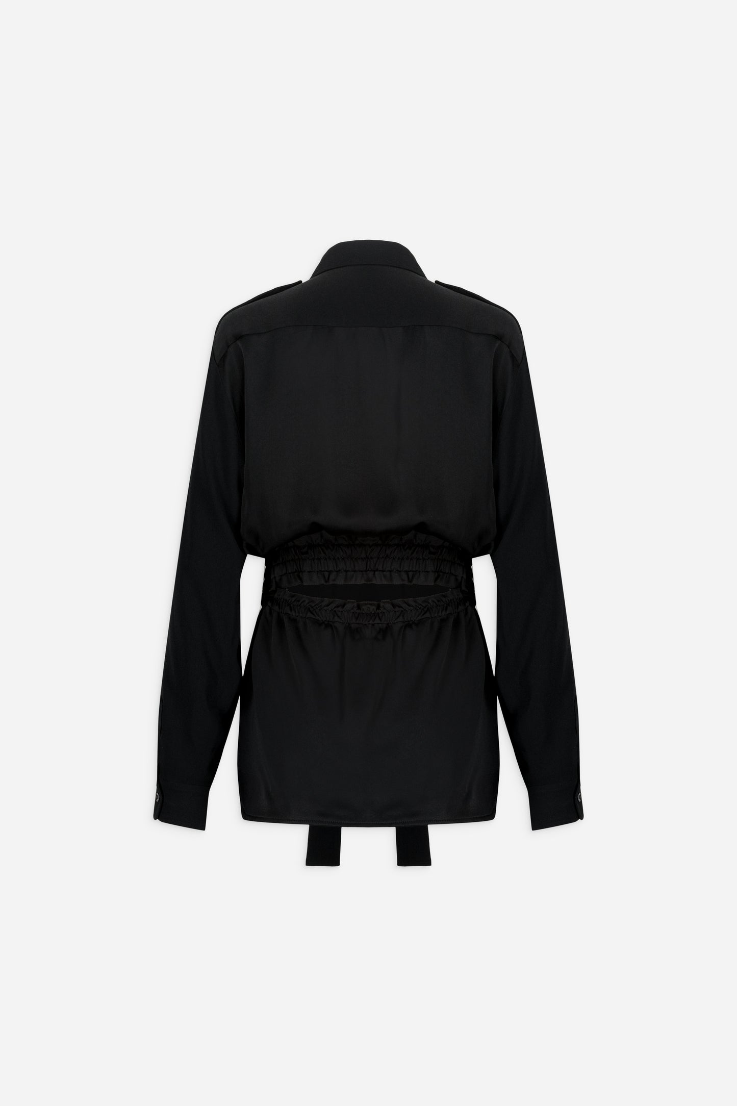 Military open back belted shirt - Exclusive