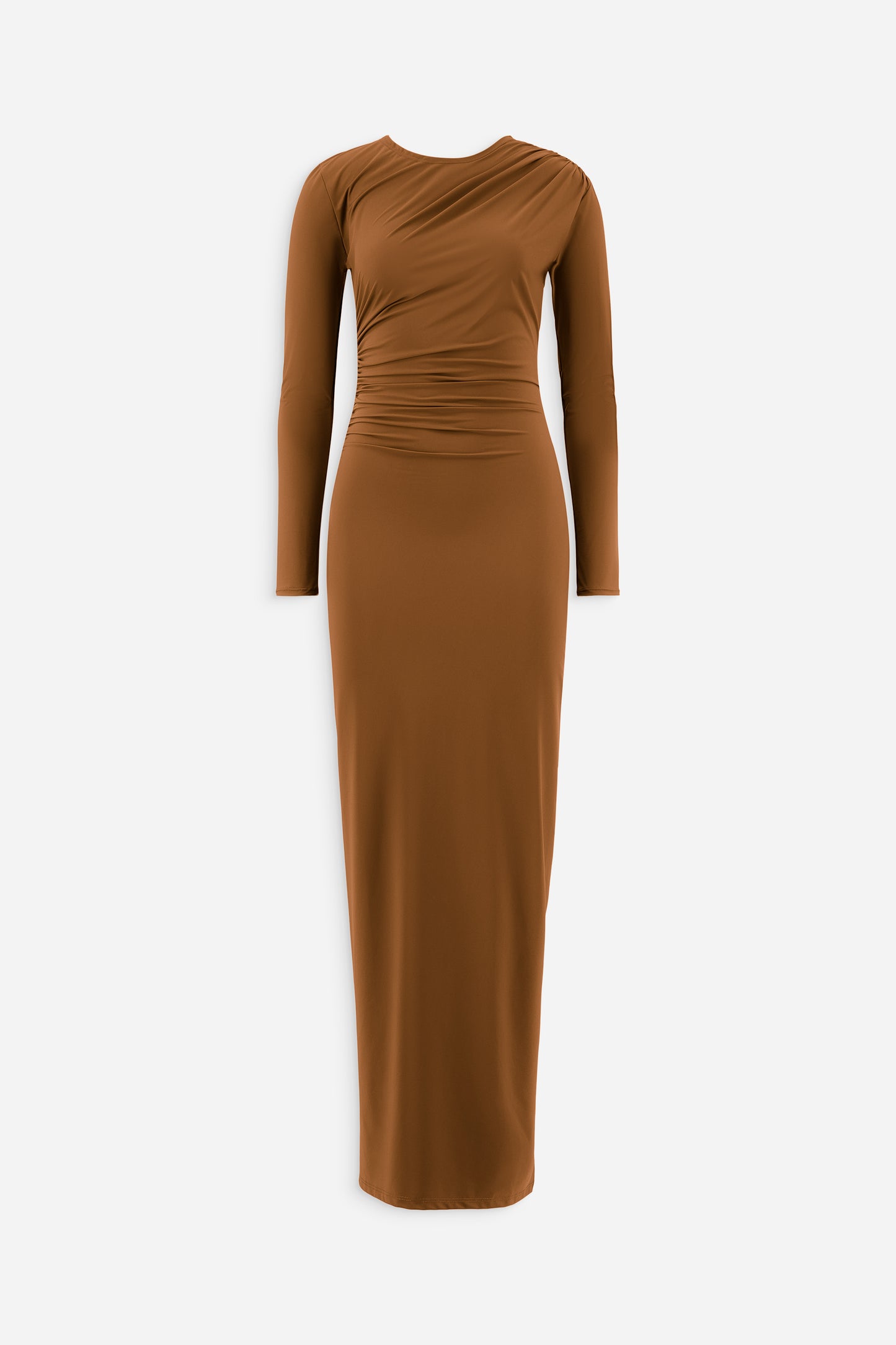 Round neck ruched dress