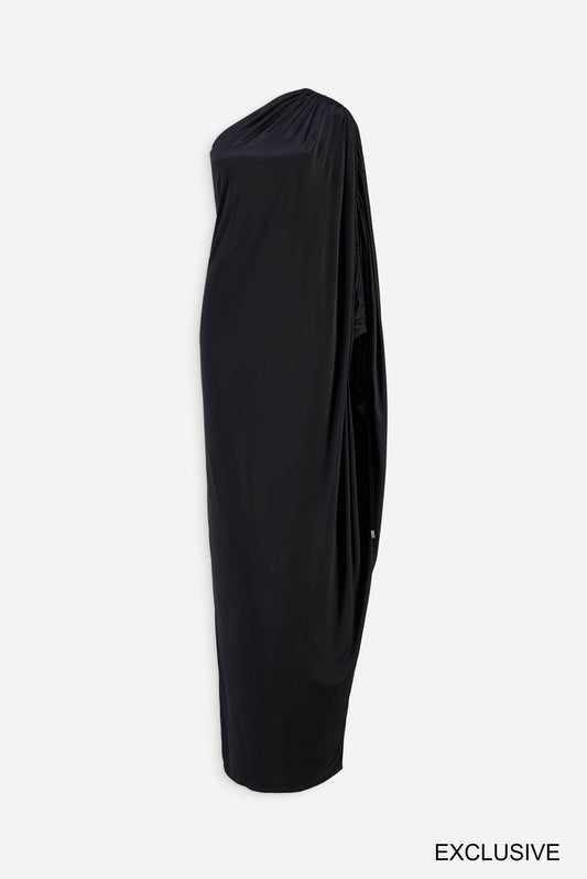 Asymetric draped gown