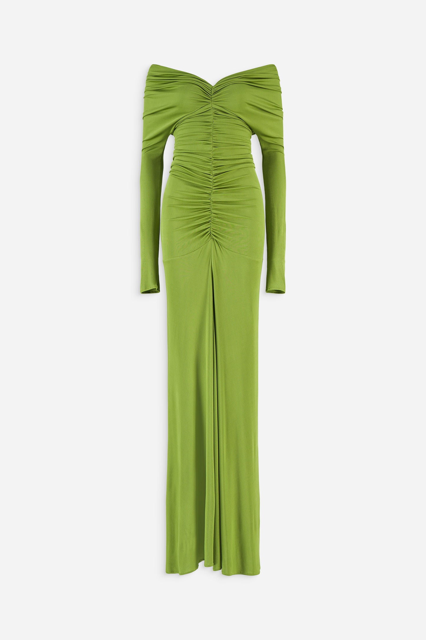 V neck ruched gown dress
