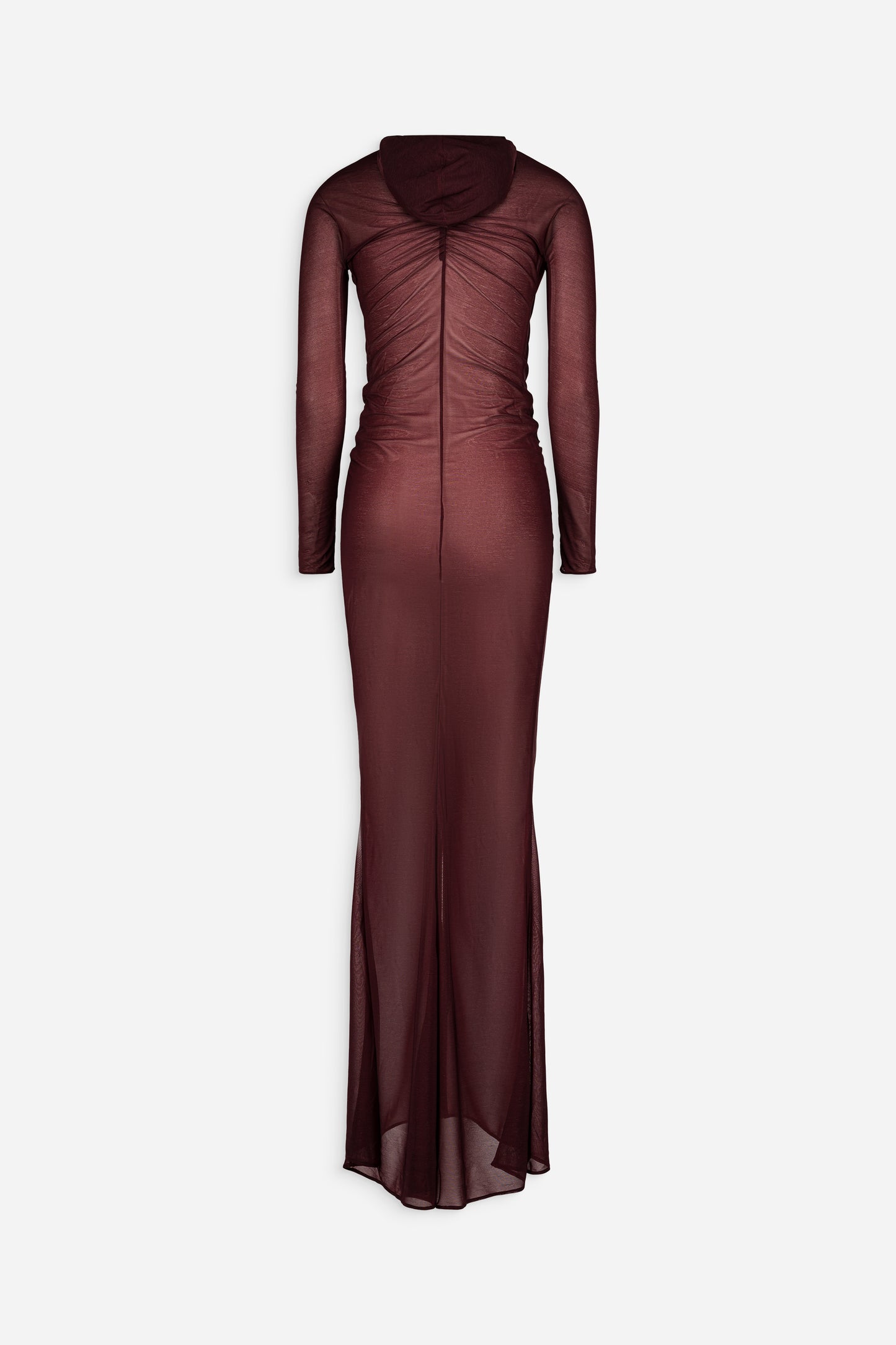 Zip detail hooded ruched gown