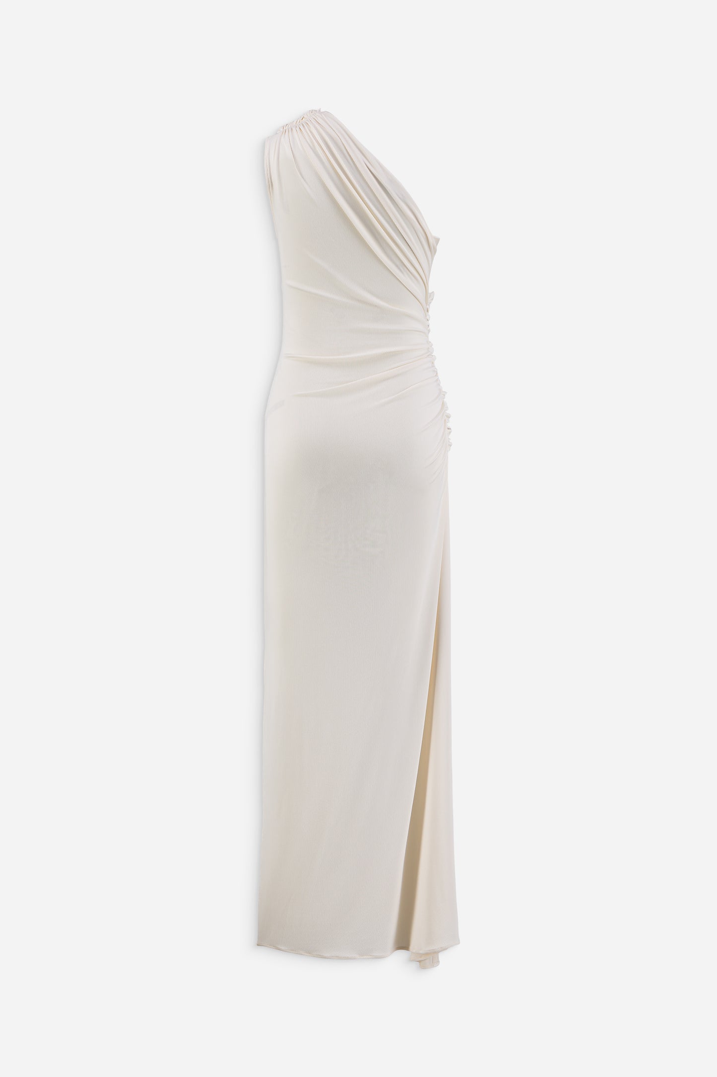Asymmetric one shoulder ruched dress