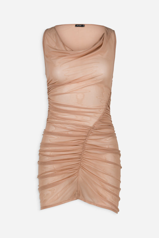Ruched midi dress in powder - Exclusive