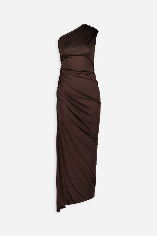 Asymmetric ruched dress