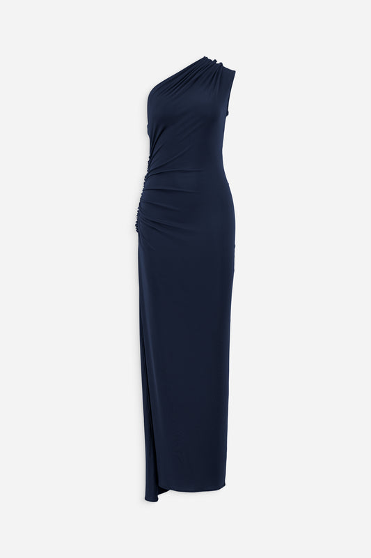 Asymmetric ruched dress