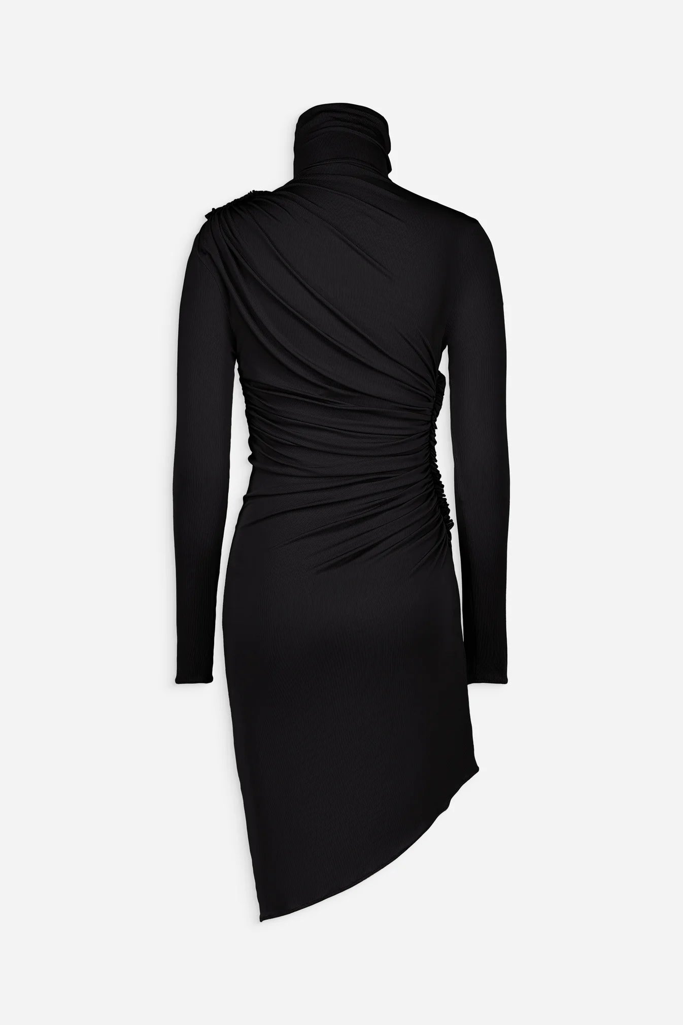 Ruched high neck mini dress