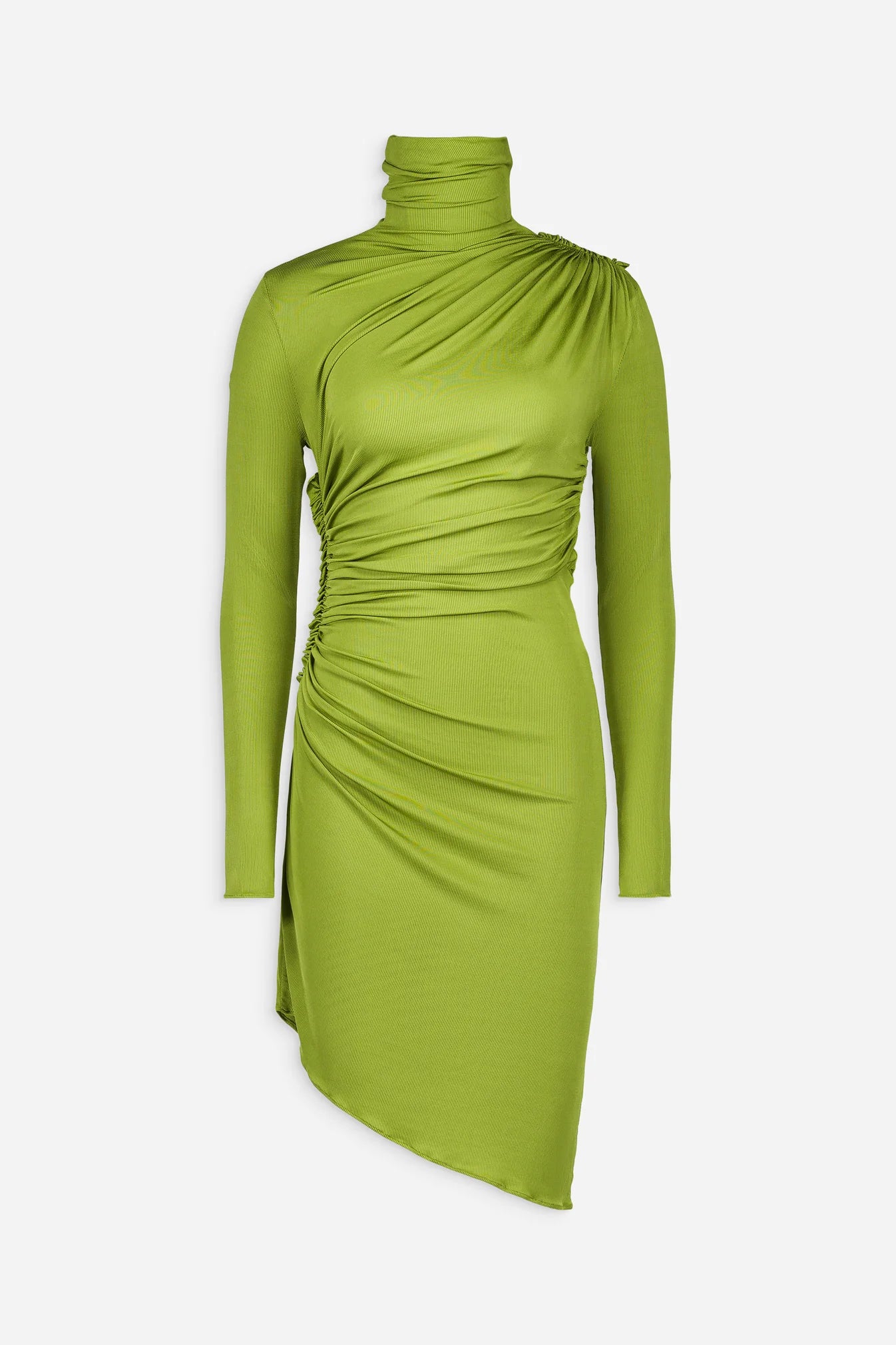 Ruched high neck mini dress