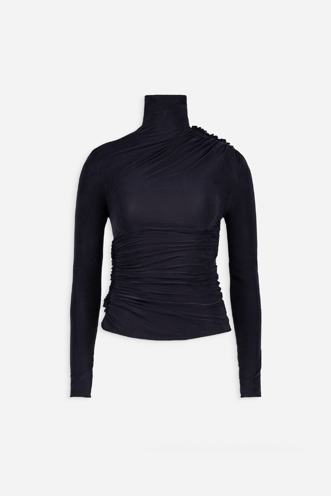 Mock neck ruched top