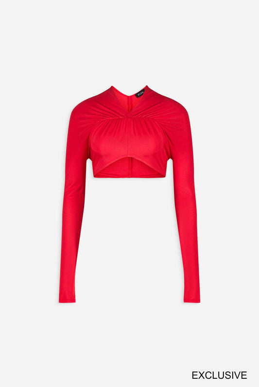 V neck front ruched crop