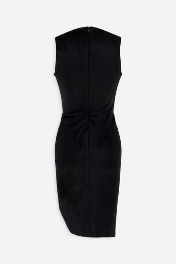 Atlein Womens Black Ruffled Sleeveless Scoop Neck Above The Knee Trapeze Dress main image 0