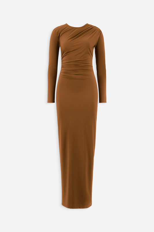 Round neck ruched dress