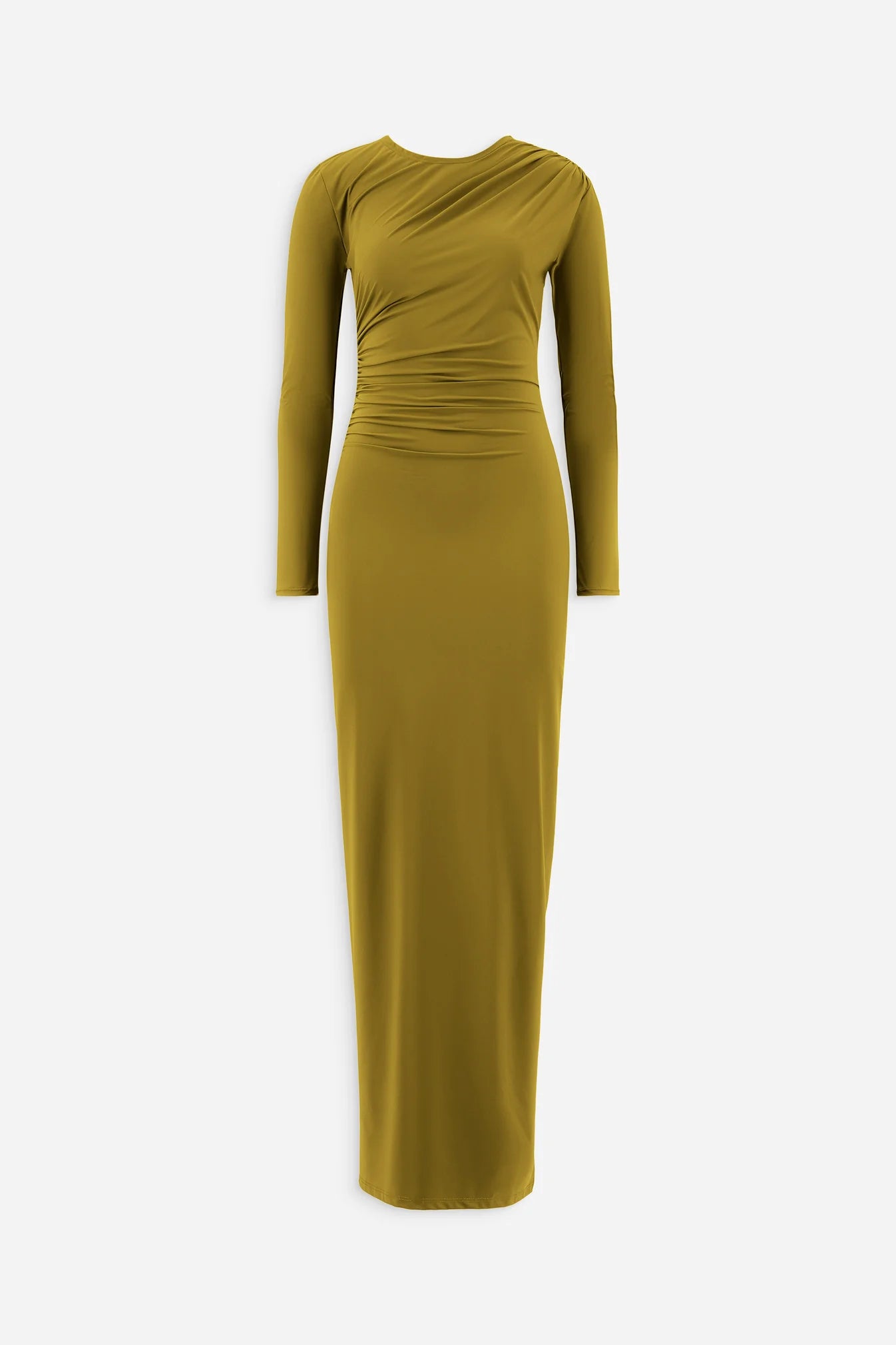 Round neck ruched dress