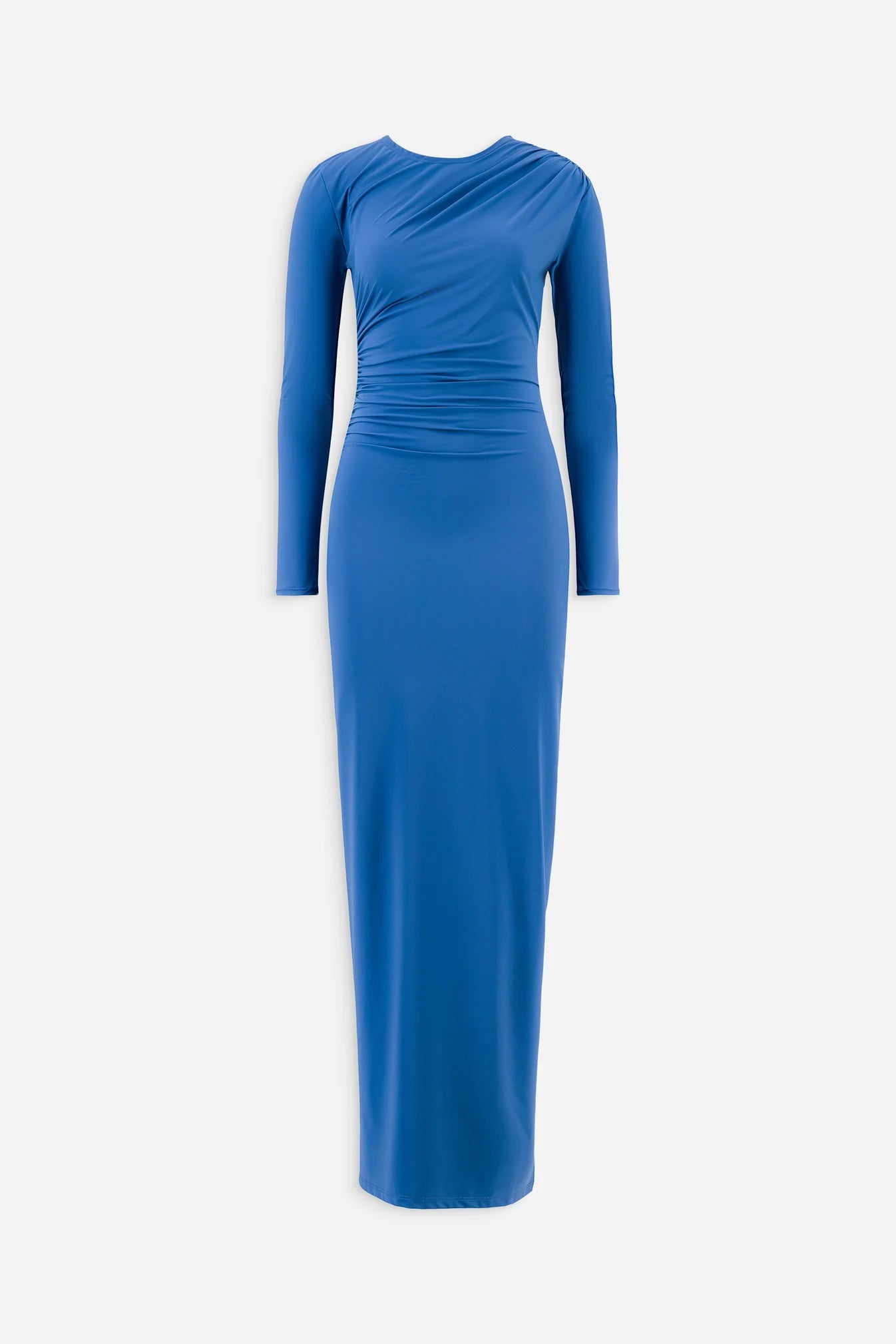 Round neck ruched dress