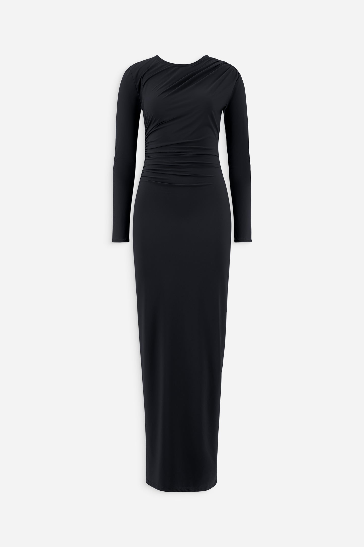 Round neck ruched dress