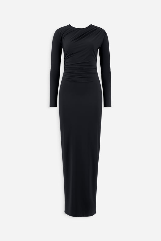 Round neck ruched dress