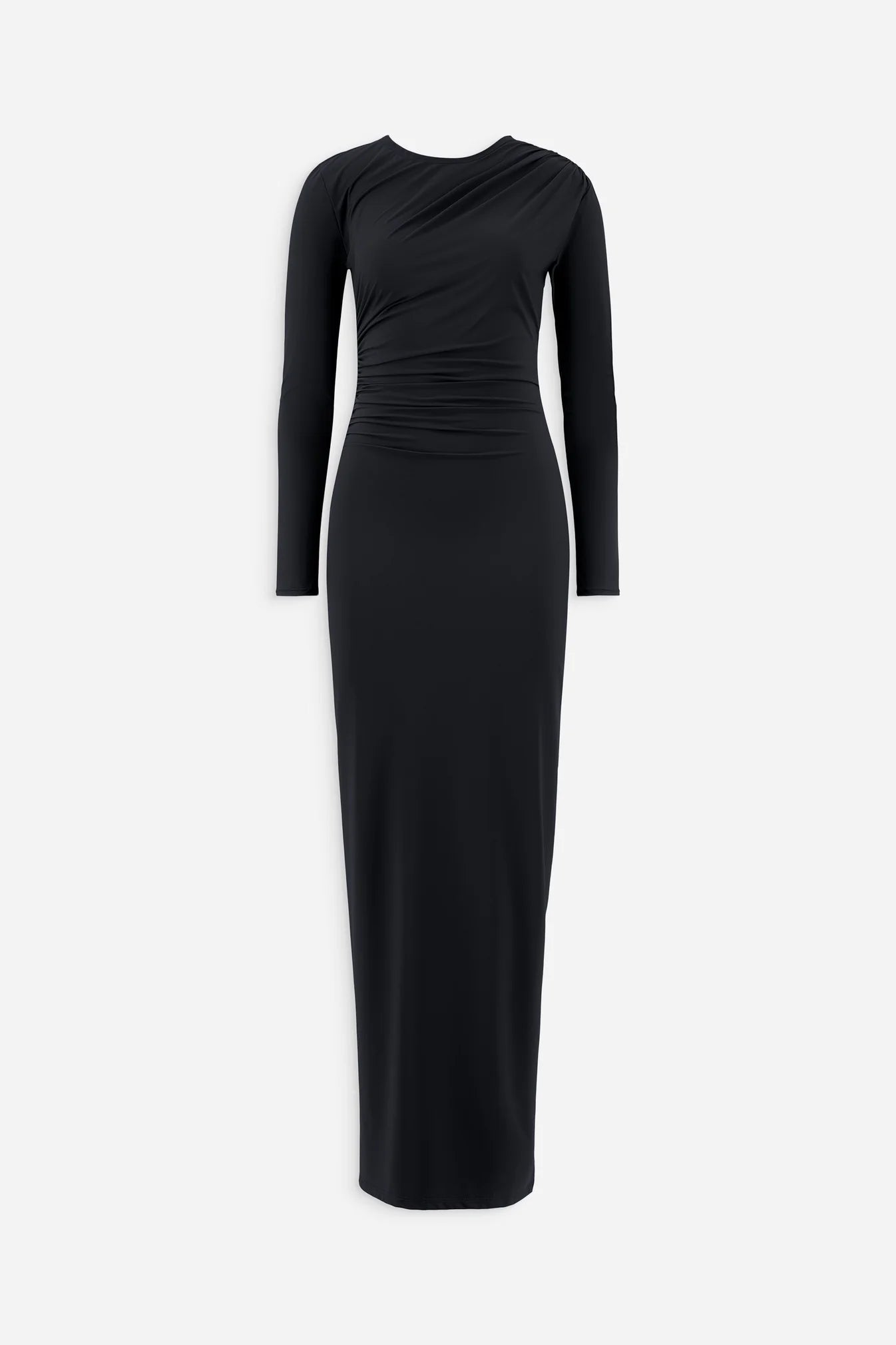 Round neck ruched dress