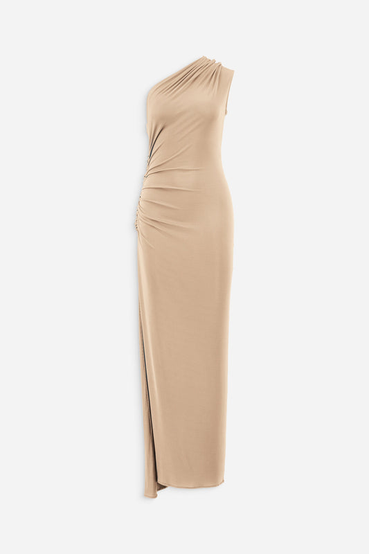 Asymmetric one shoulder ruched dress
