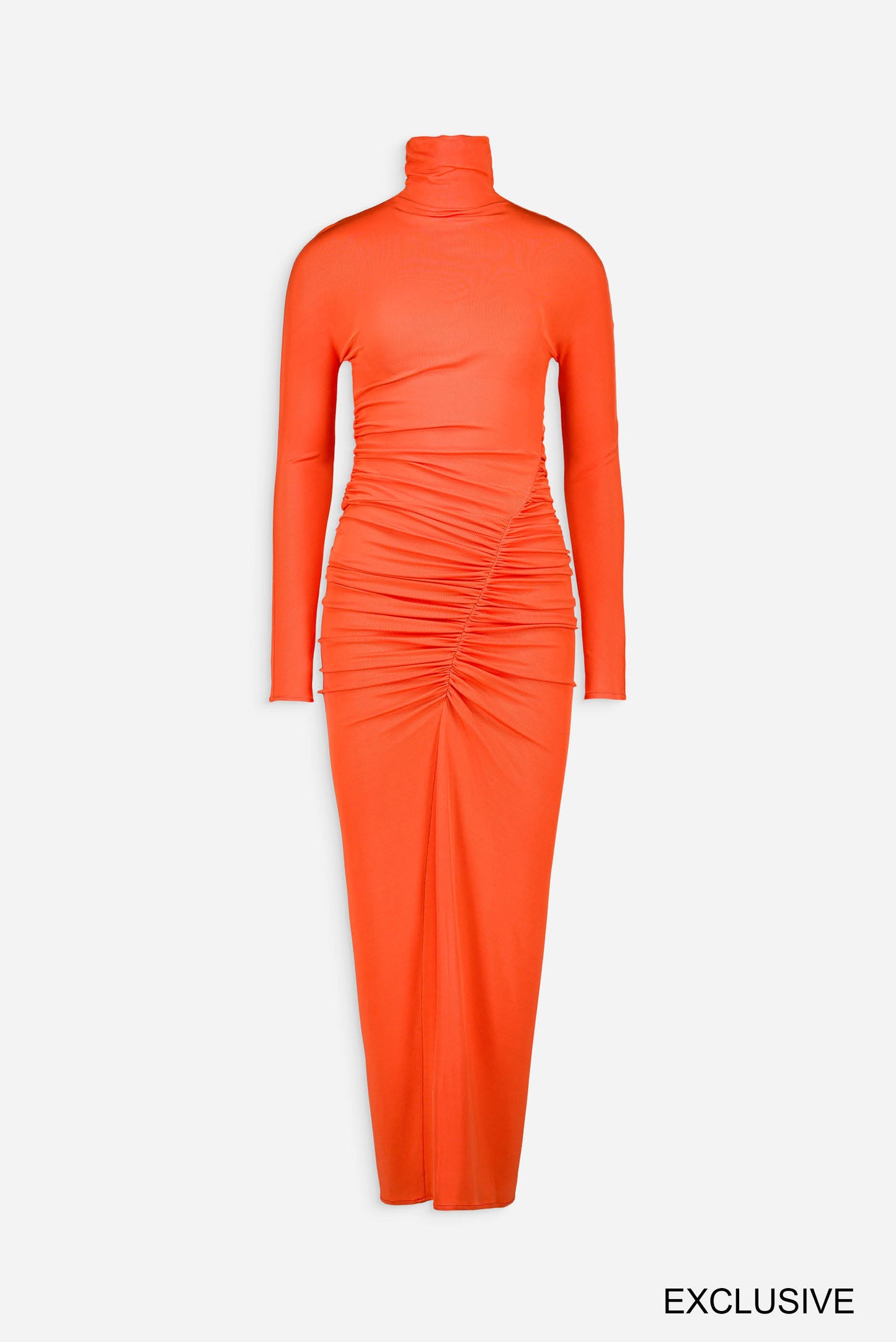 Ruched mock neck dress